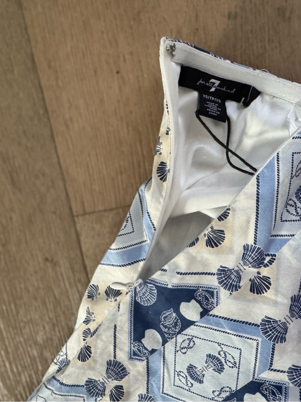 7 For All Mankind Strapless Blue & Cream Printed Maxi Dress - Picture 6 of 10